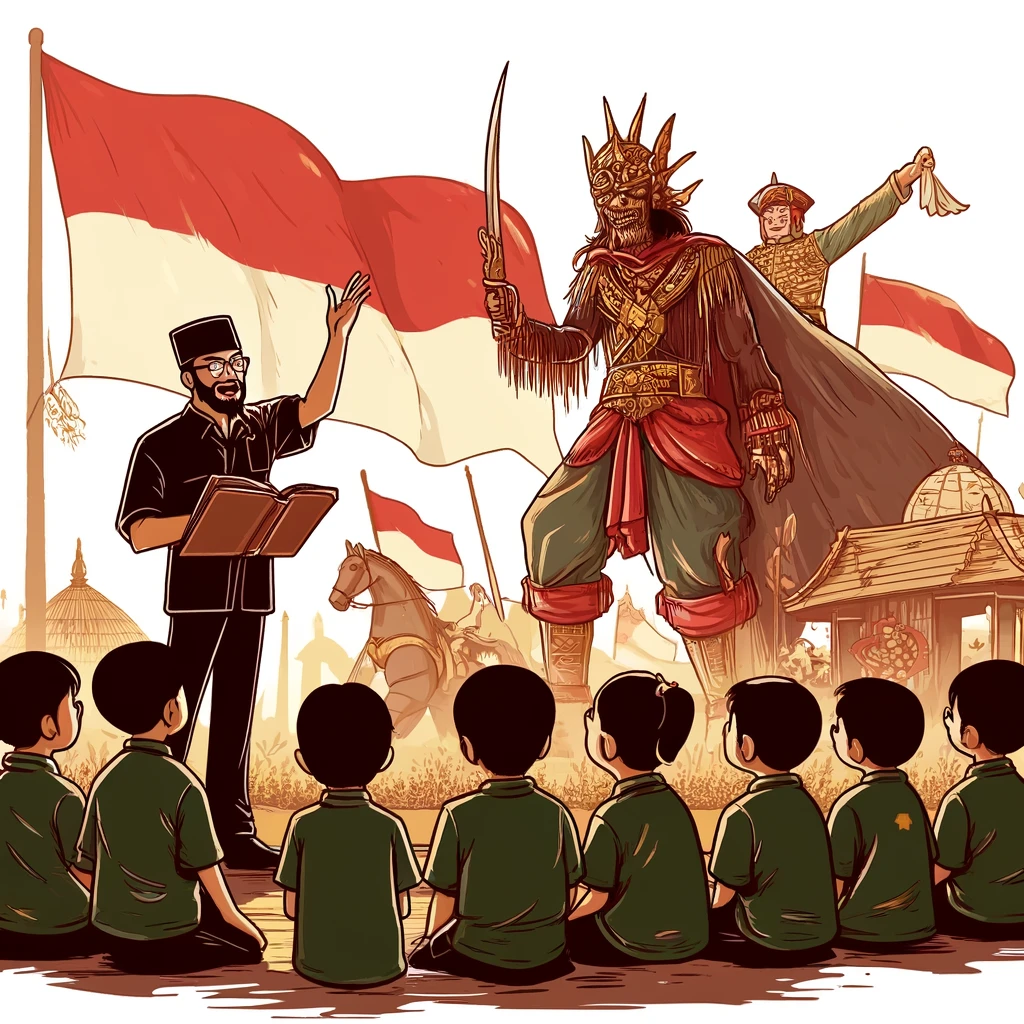 anak-anak sedang mempelajari kisah pahlawan nasional Indonesia