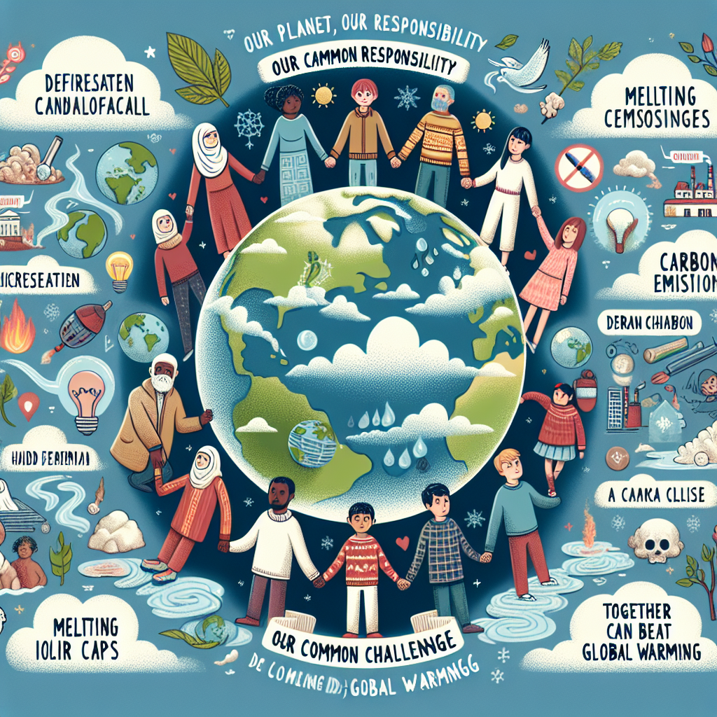 Ilustrasi bumi yang mengalami efek pemanasan global dengan polusi dan perubahan iklim