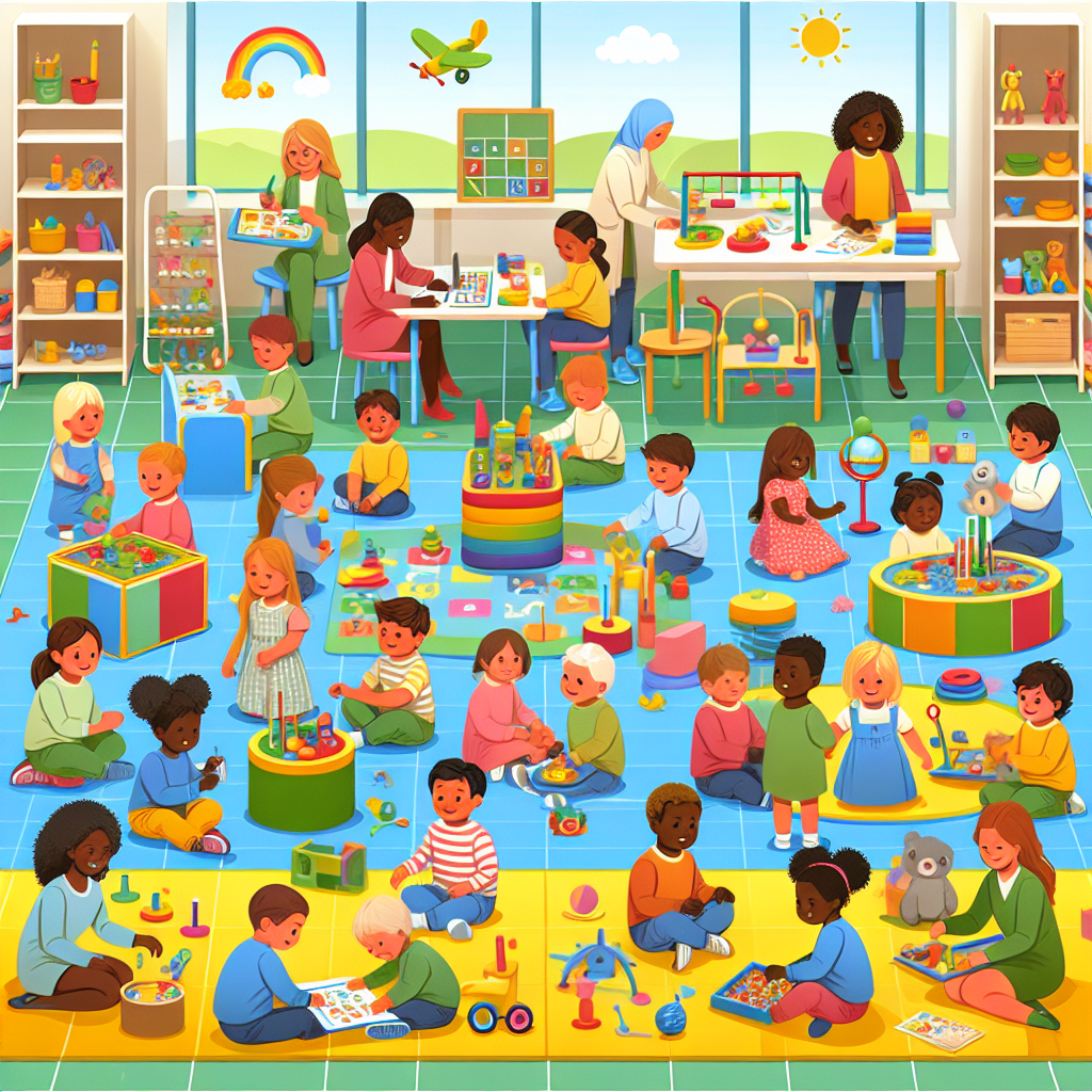Anak-anak bermain di luar ruangan dengan mainan edukatif yang merangsang imajinasi dan kreativitas mereka