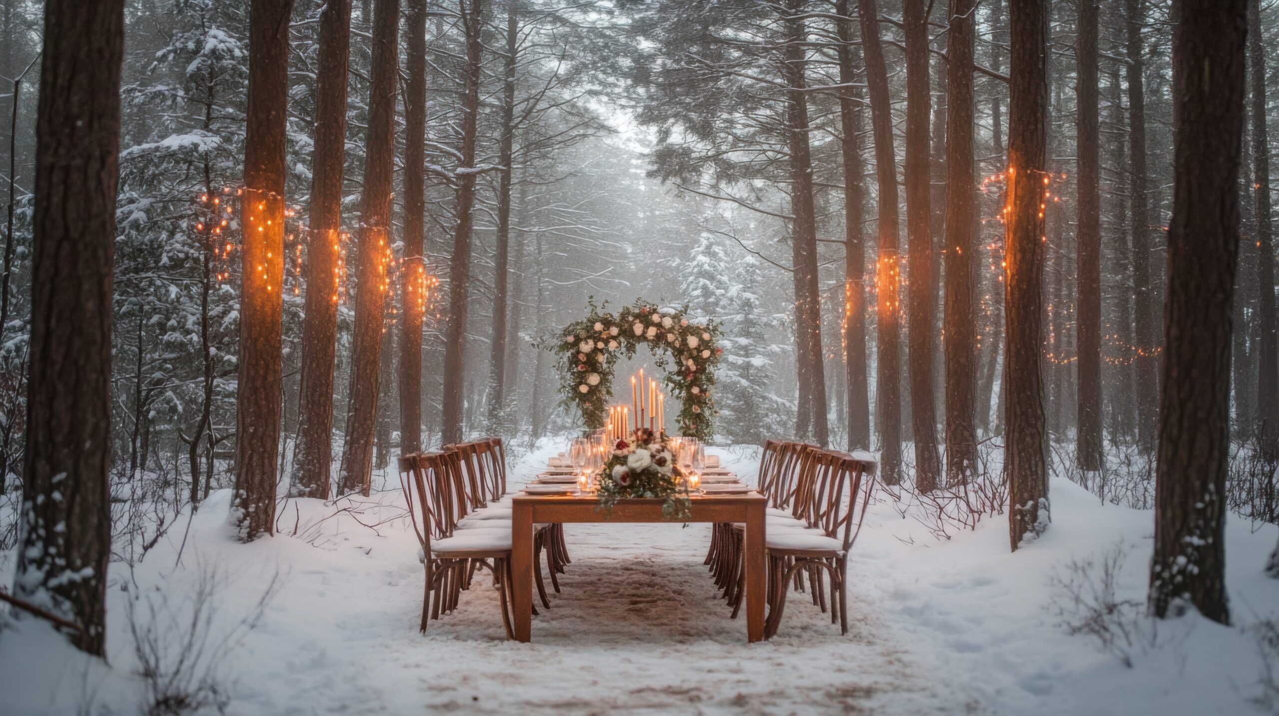 Elegant Winter Wedding in Snowy Forest