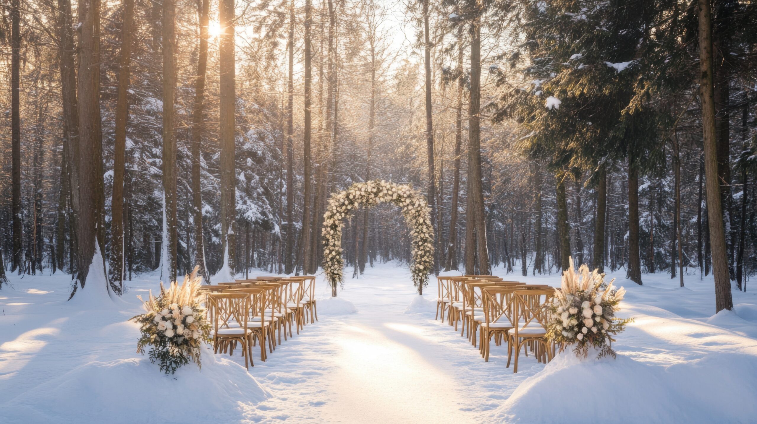 Elegant Winter Wedding in Snowy Forest