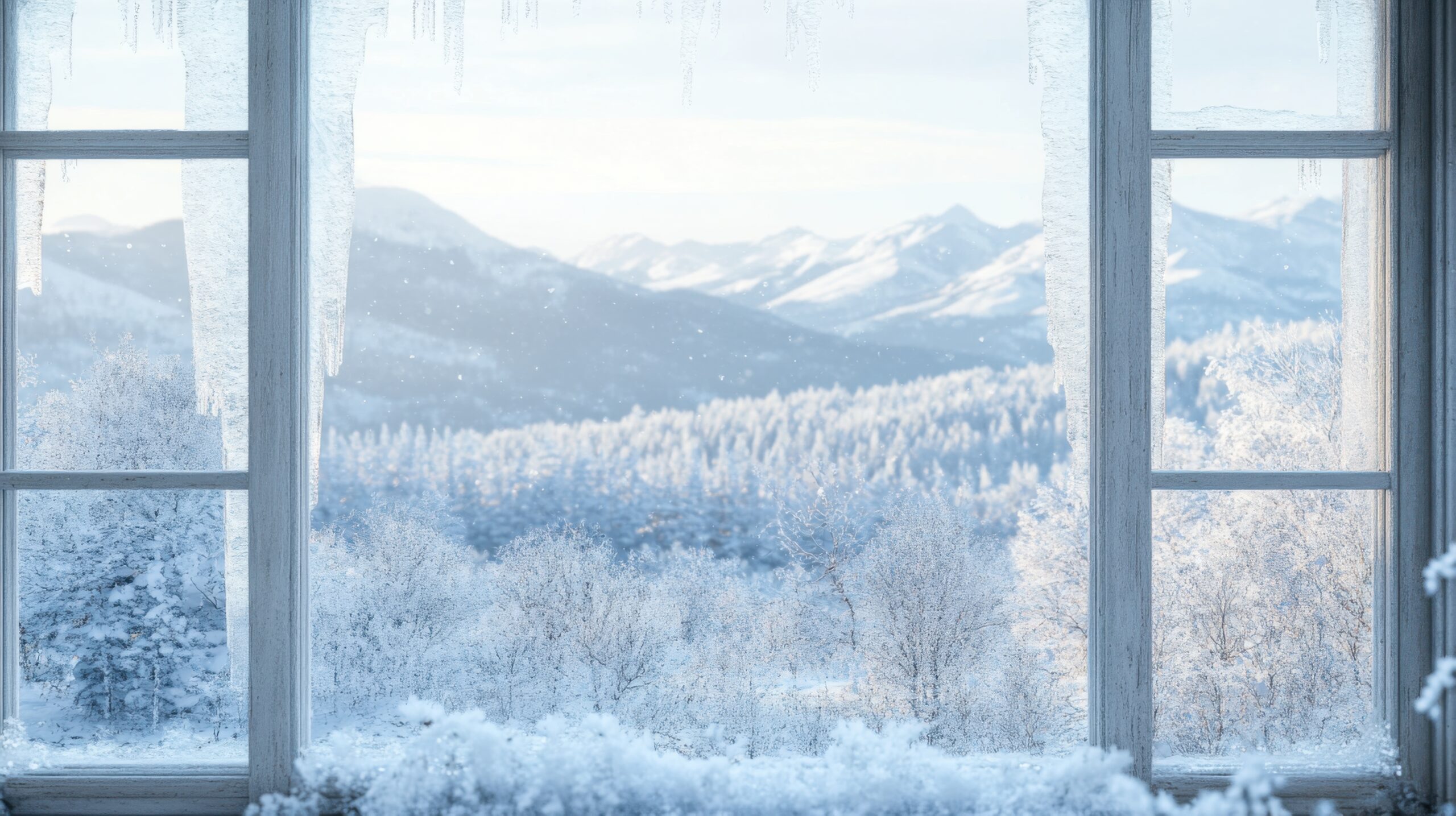 Frosted Window with Mountain View