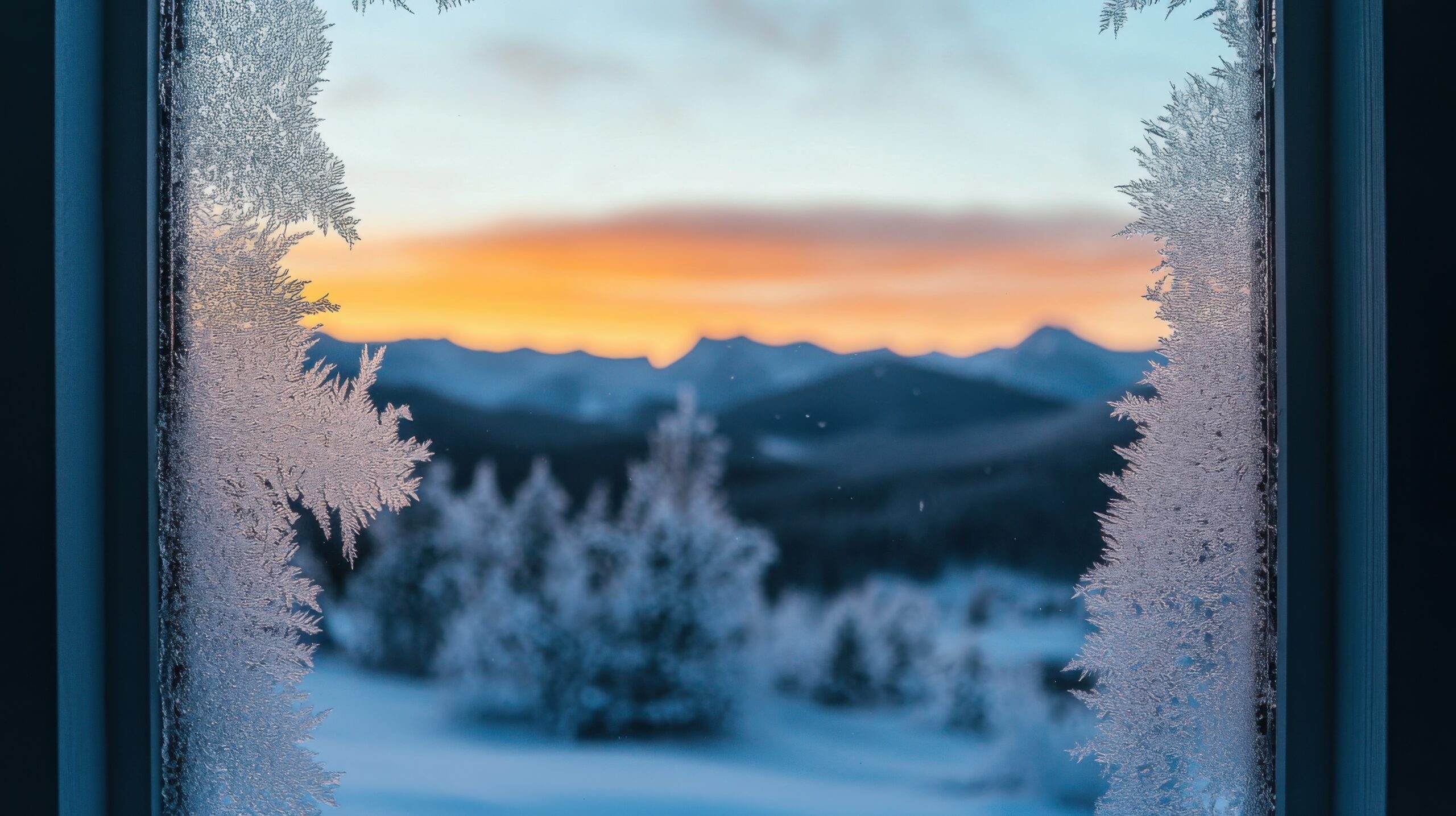 Frosted Window with Mountain View