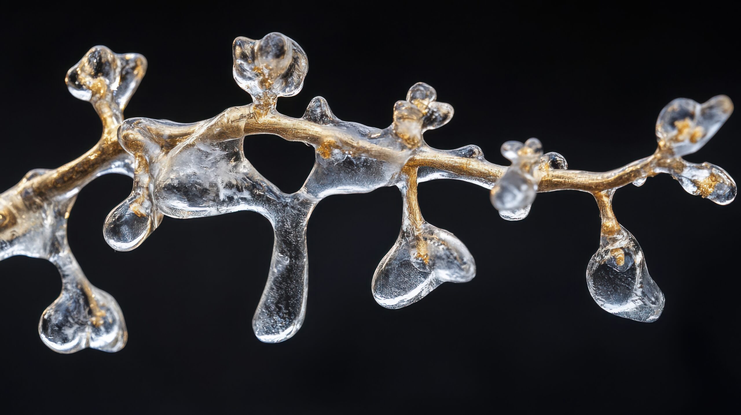 Icy Branch with Hanging Icicles