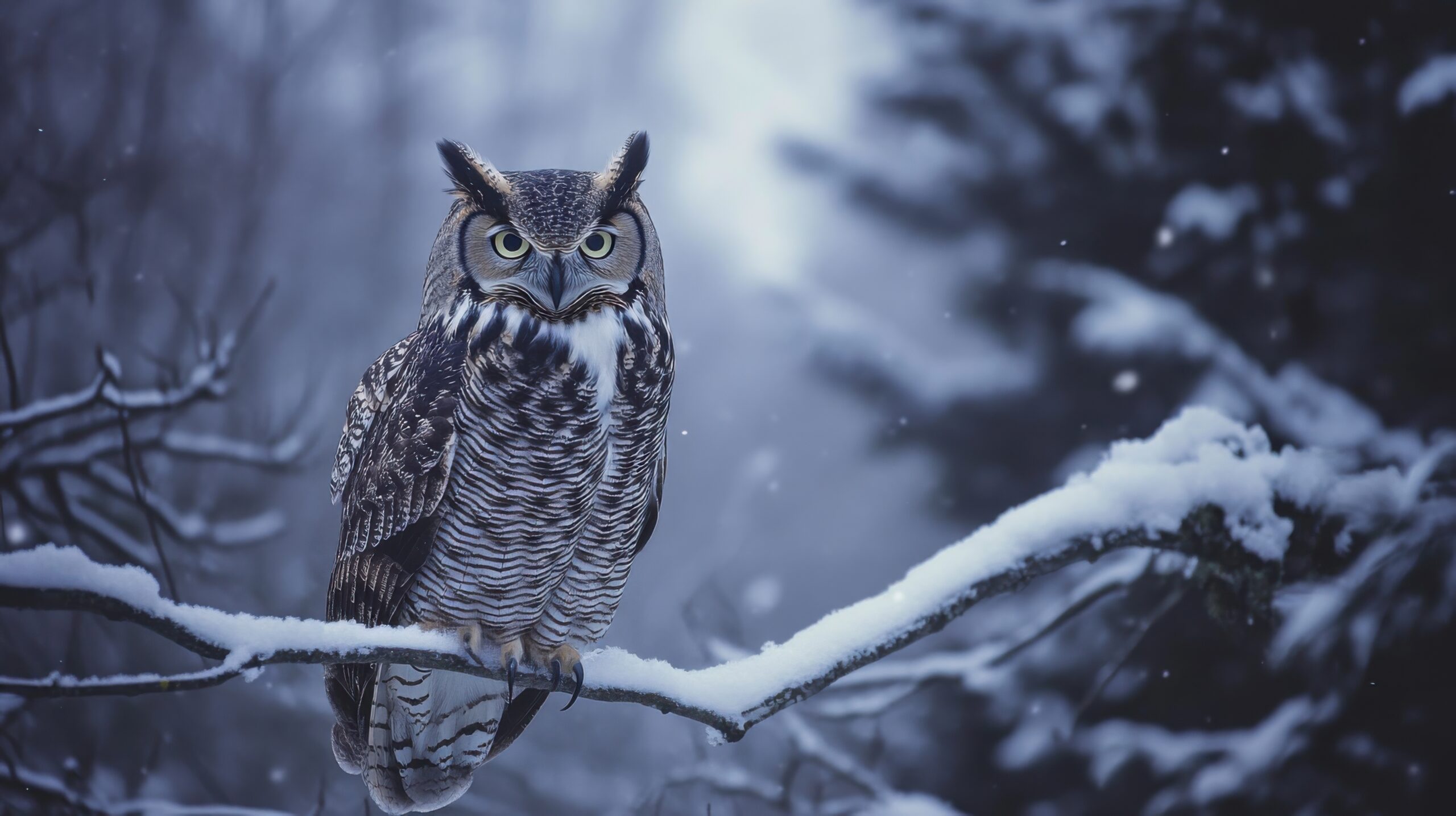 Majestic Owl in Snowy Forest