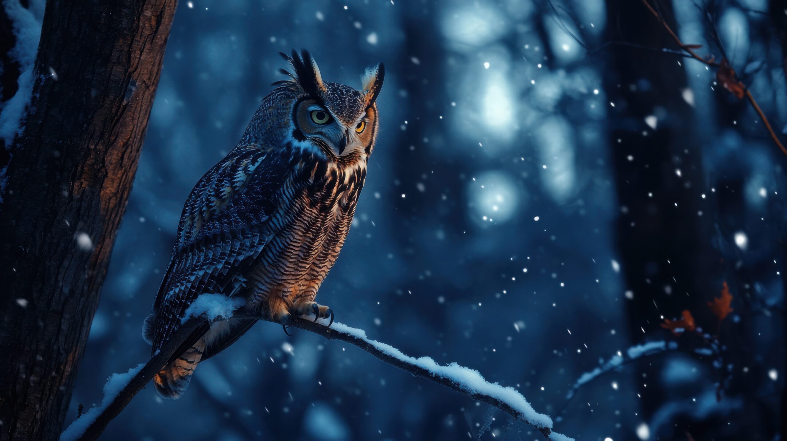 Majestic Owl in Snowy Forest