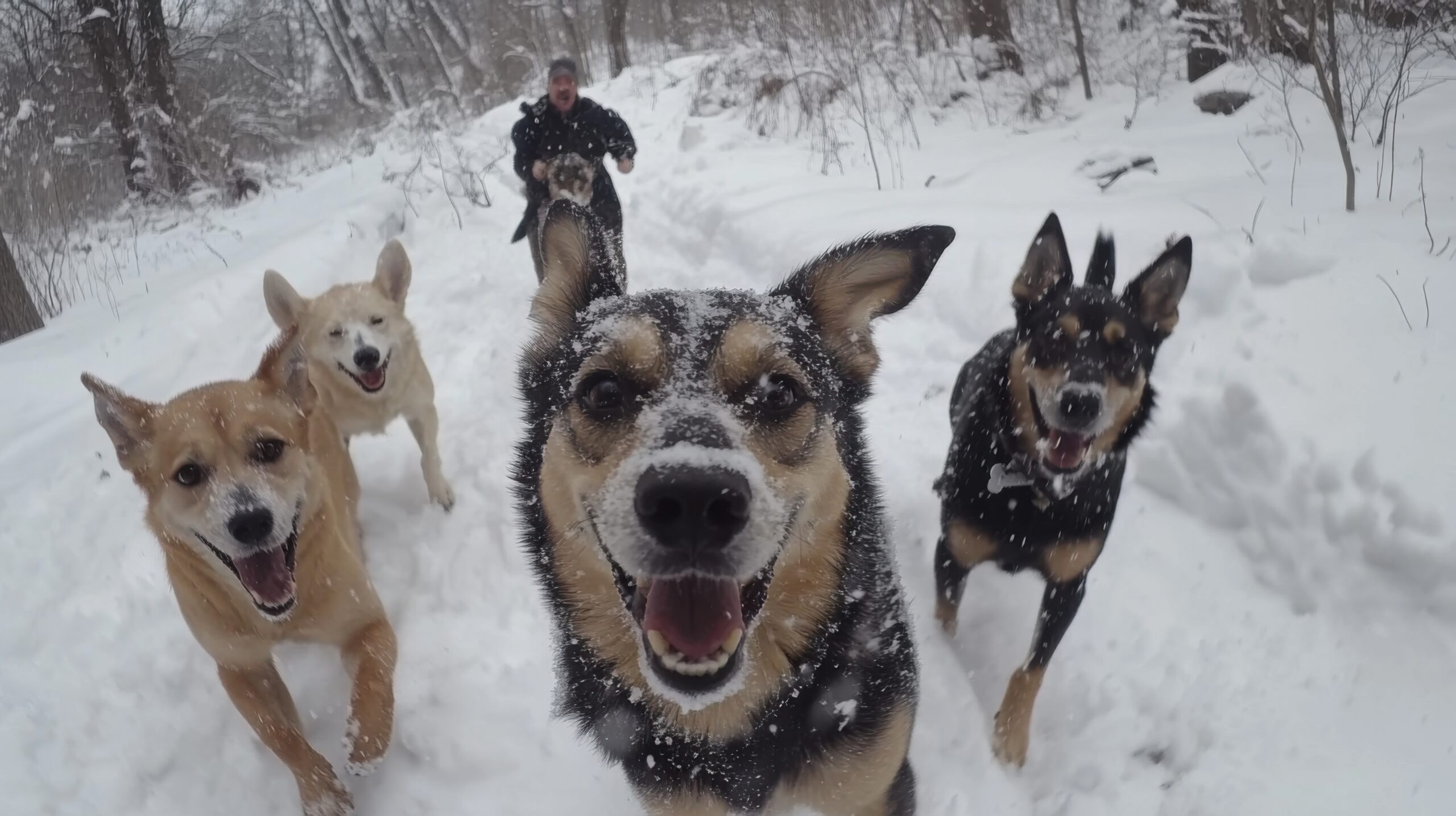 Playful Dogs in Snow