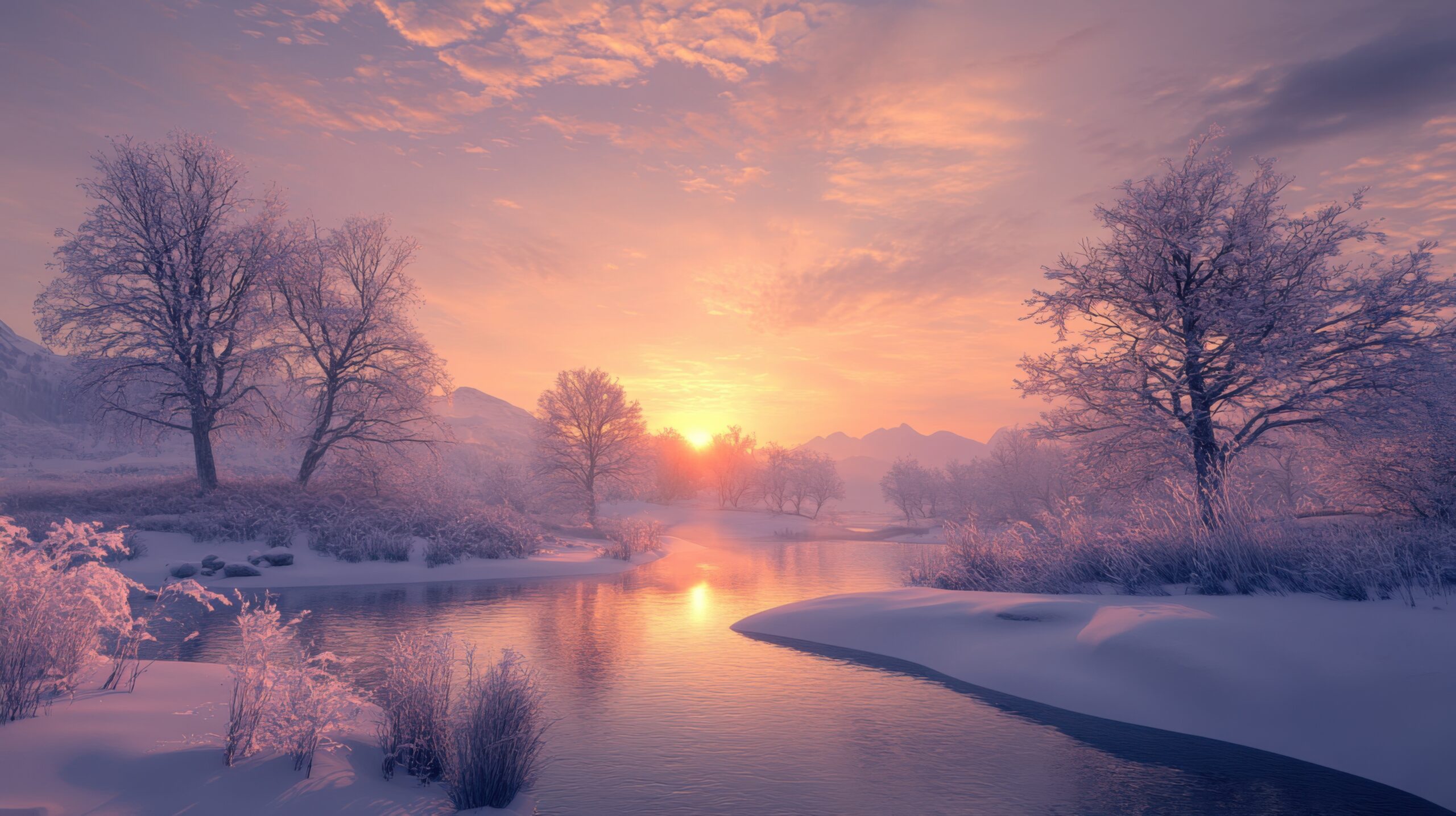 Winter Sunrise in Countryside