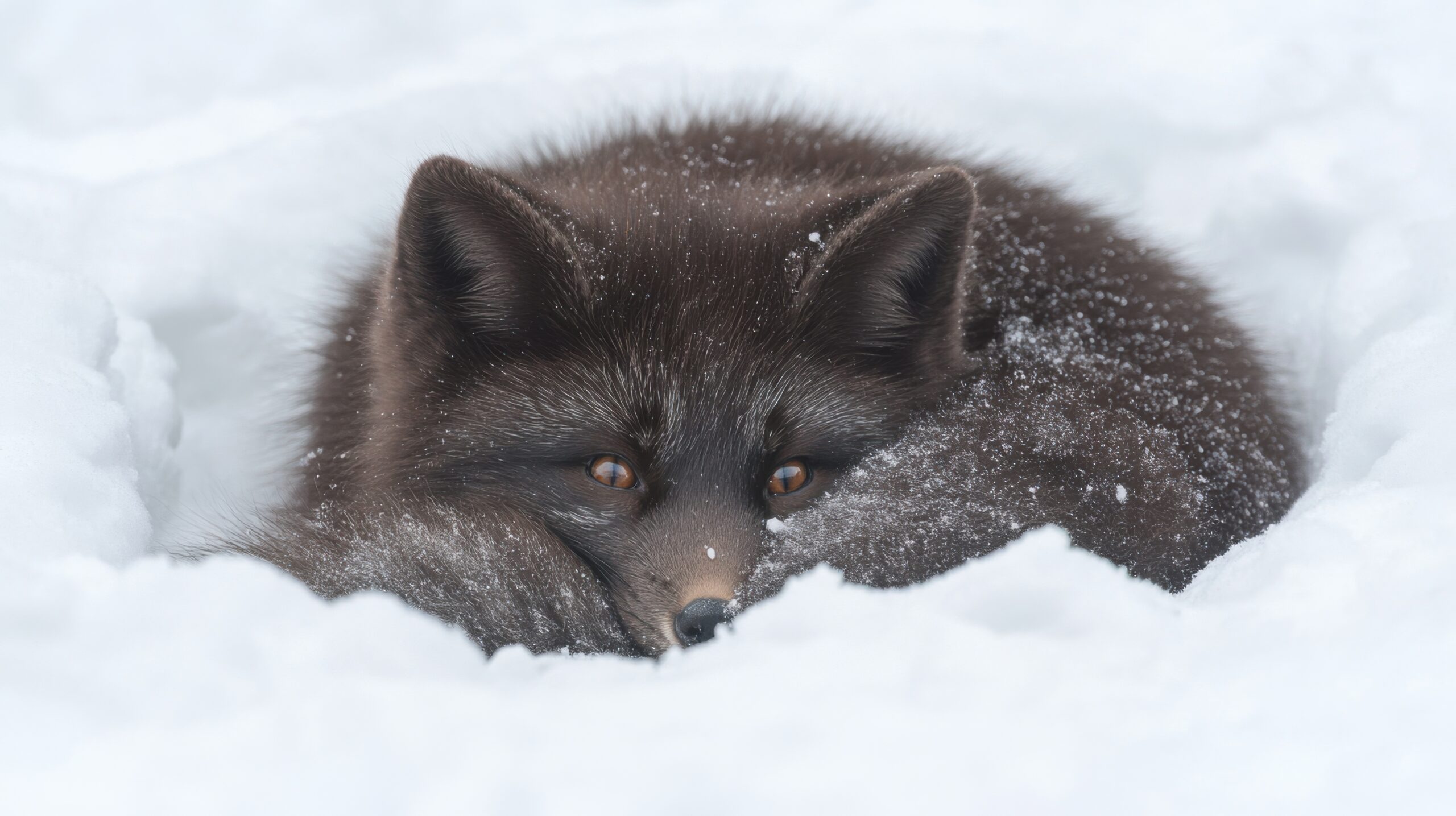 Arctic Fox Curled in Snow