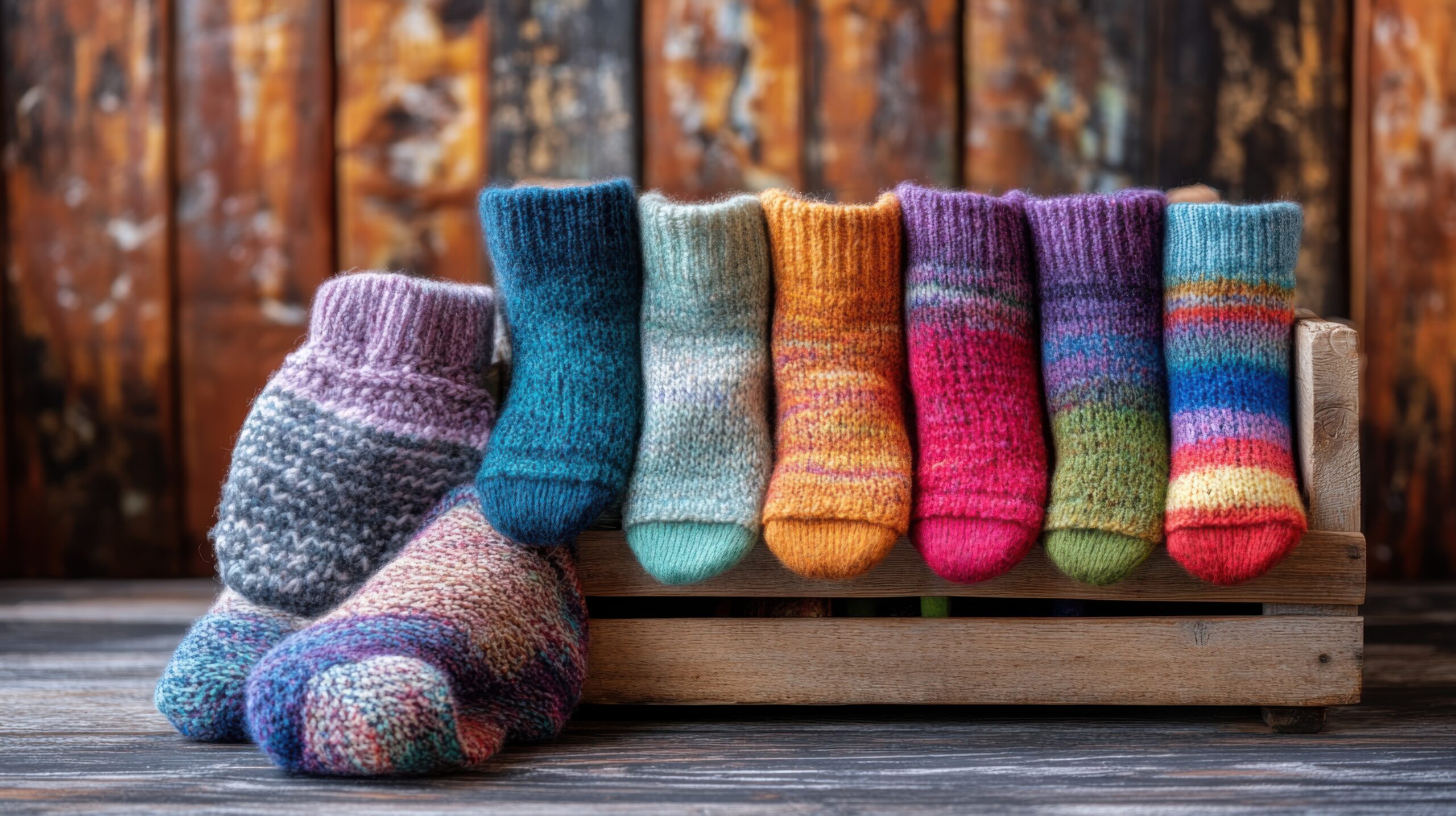 Colorful Woolen Socks Display