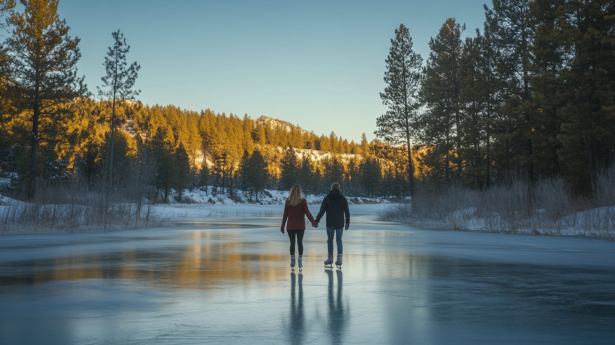 Ice Skating on Frozen Pond