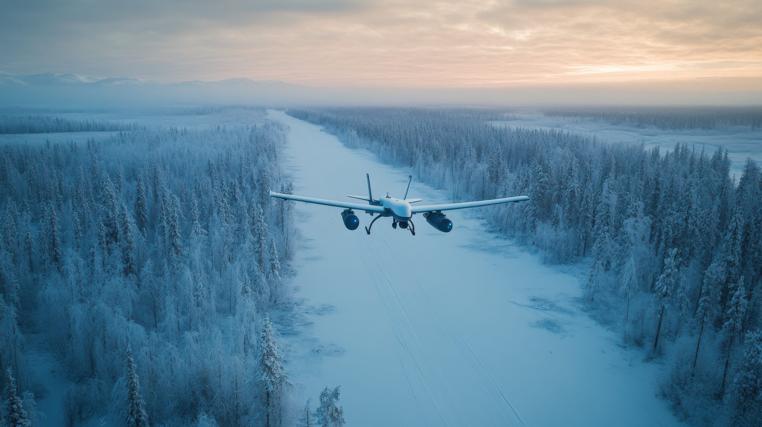Drone Over Frozen Wilderness