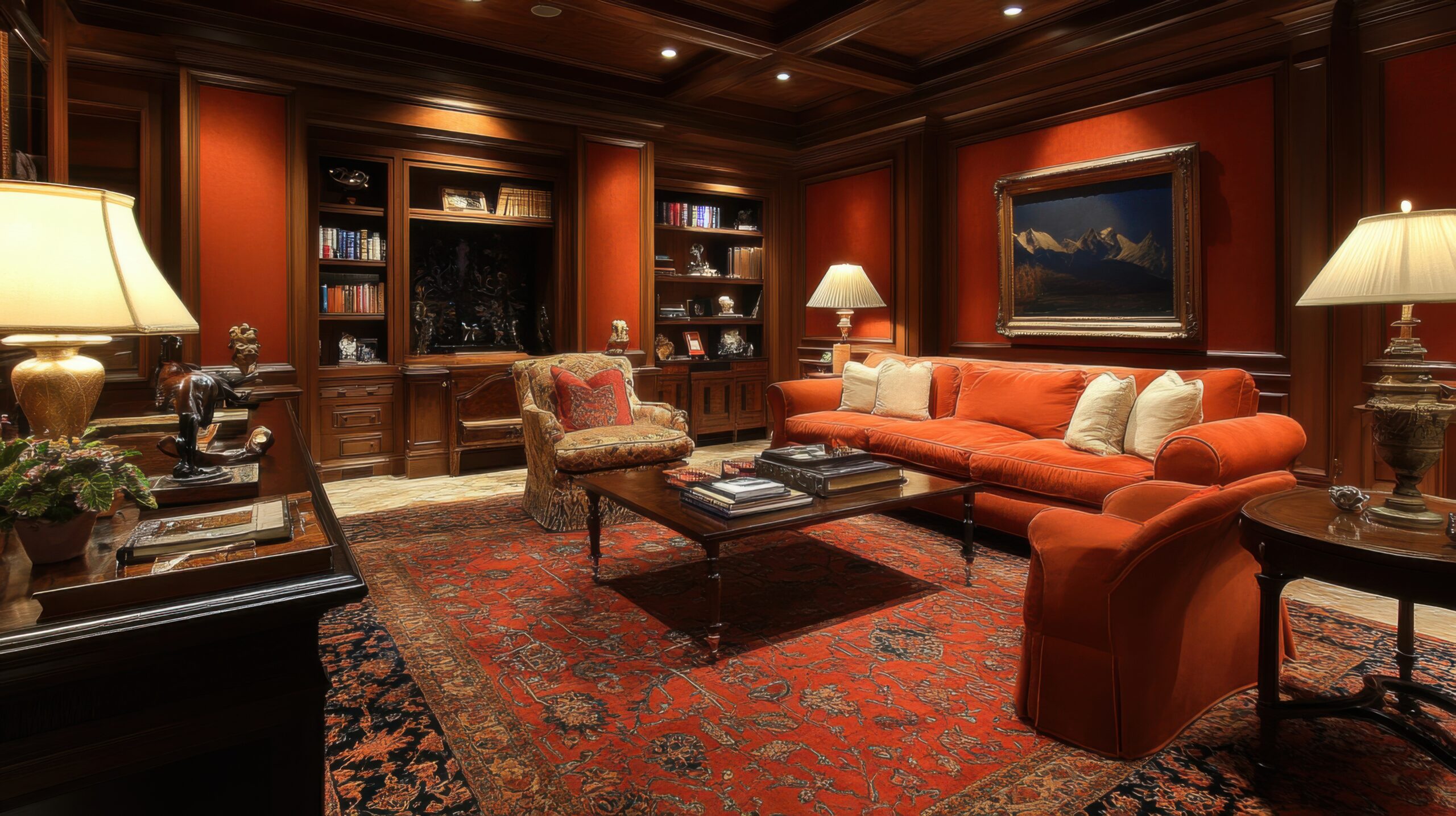 Family Den with Plush Carpets