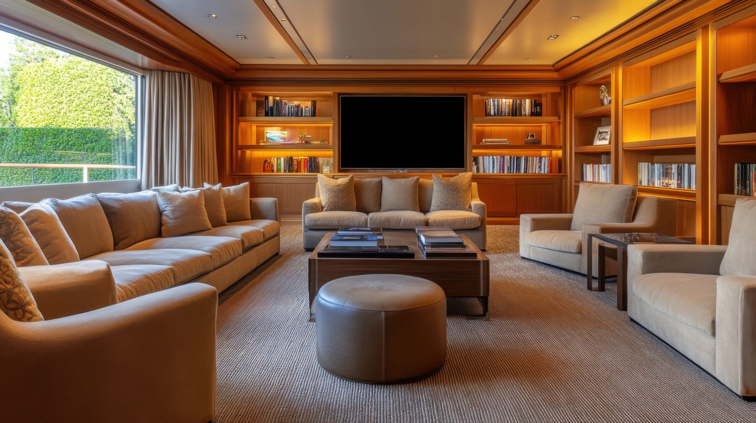 Family Den with Plush Carpets