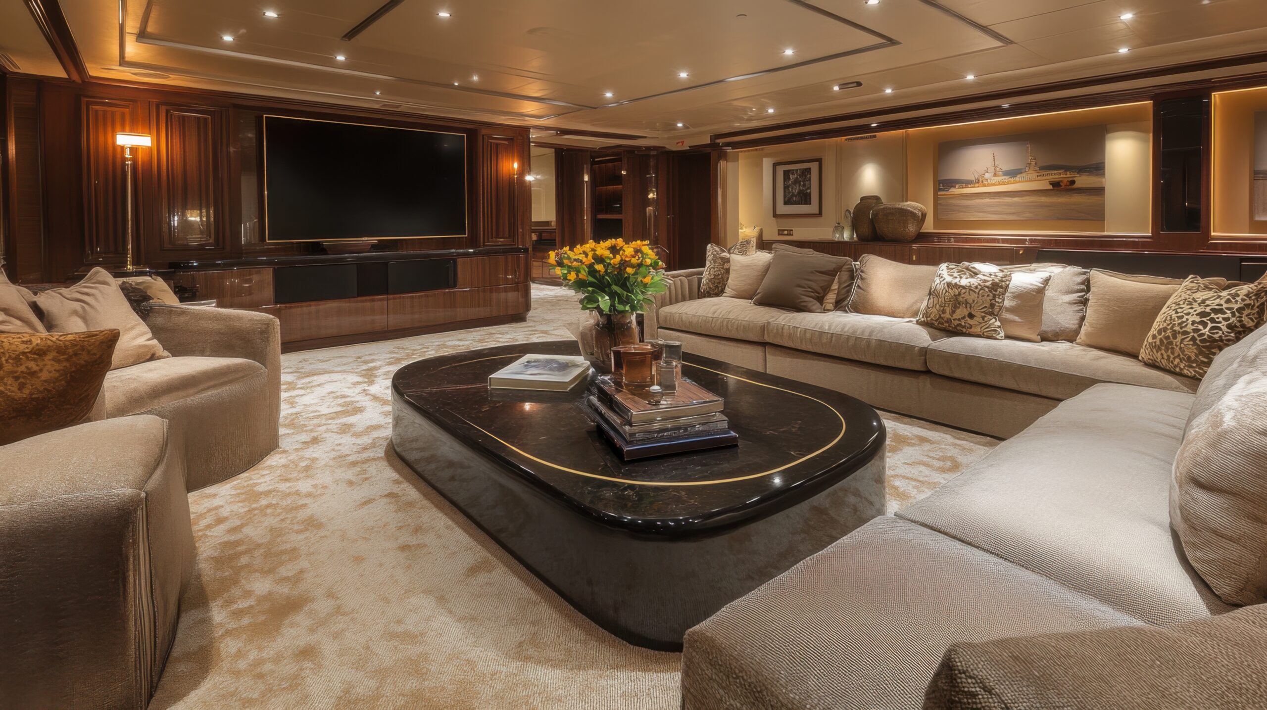 Family Den with Plush Carpets