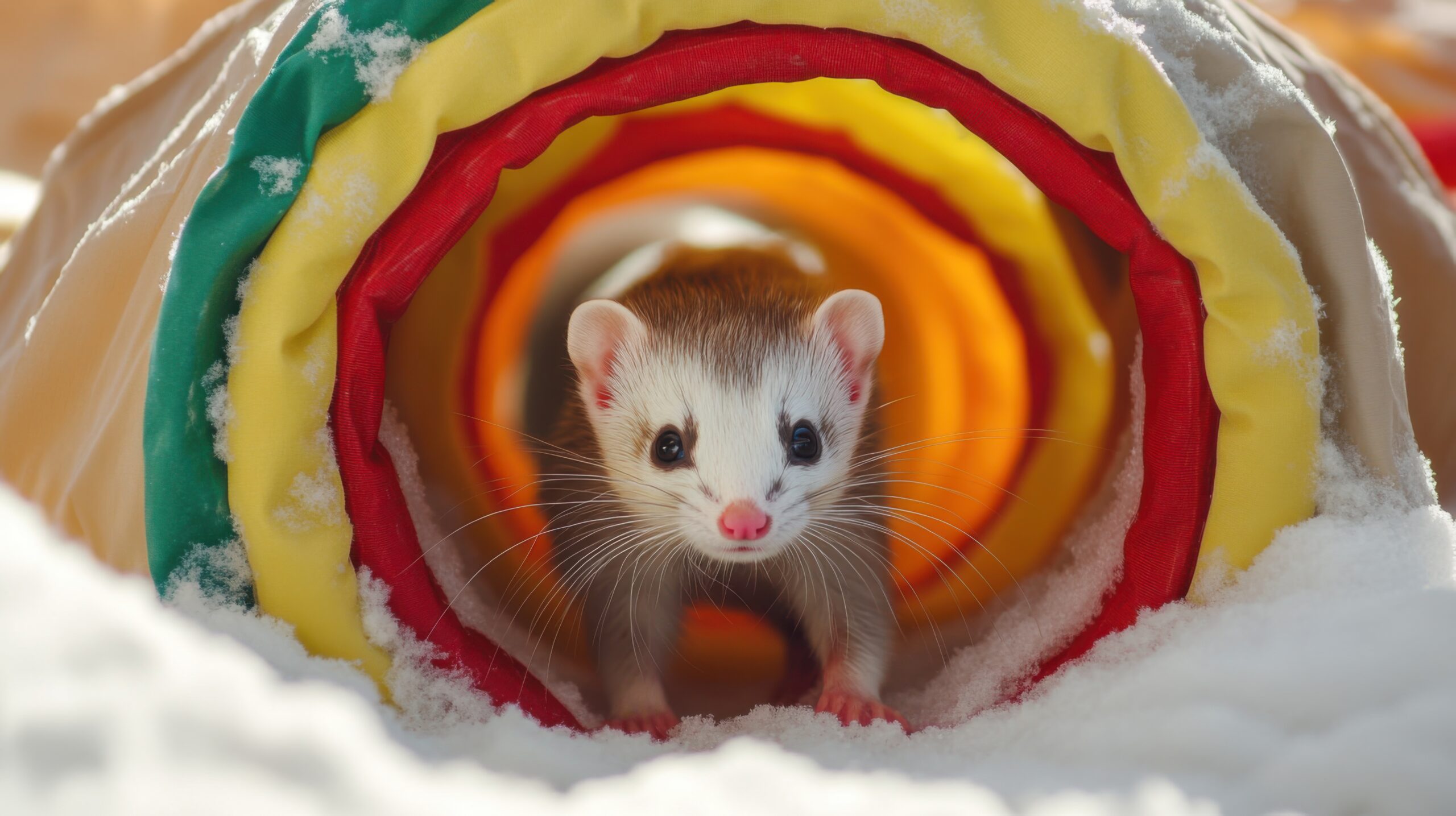 Ferret in Snowy Tunnel Maze