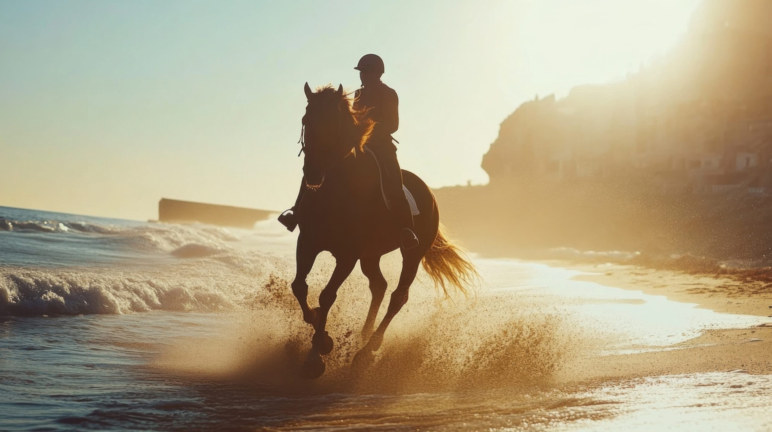 Gallop on Sunlit Beach