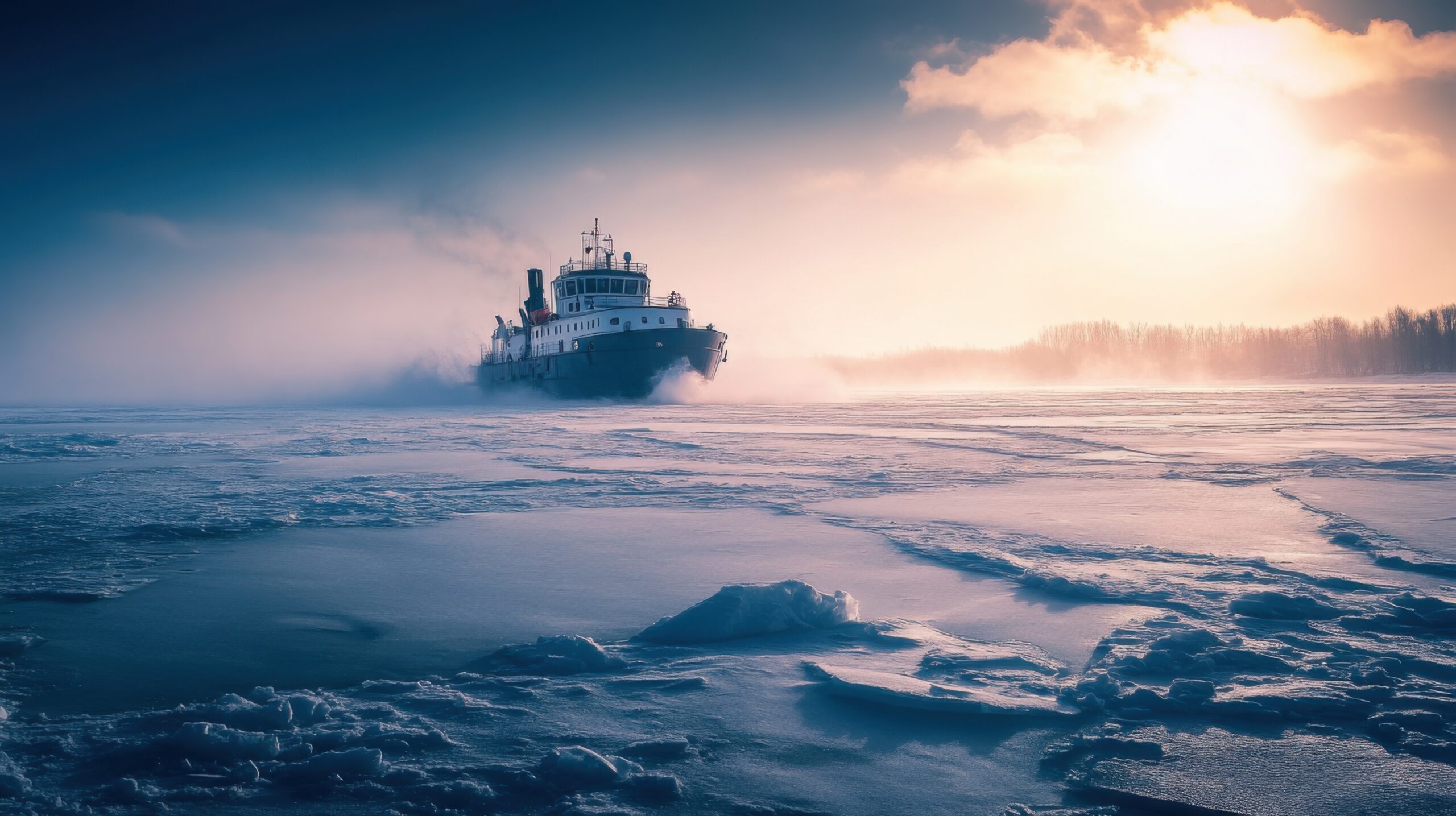 Icebreaker in Frozen Sea