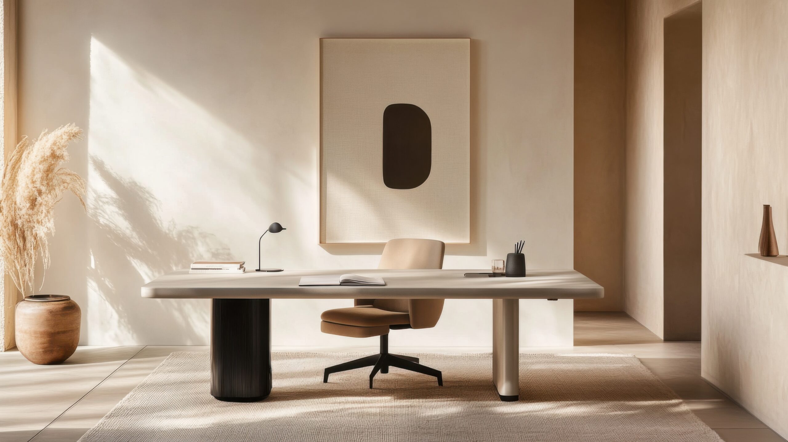 Minimalist Workspace with Subtle Art