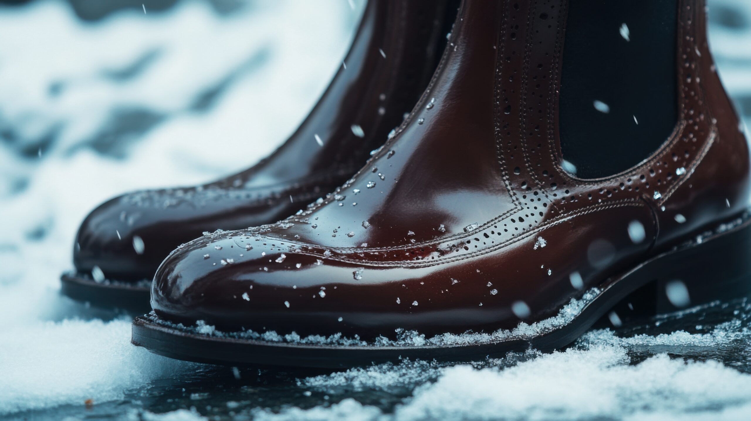 Polished Leather Boots in Snow