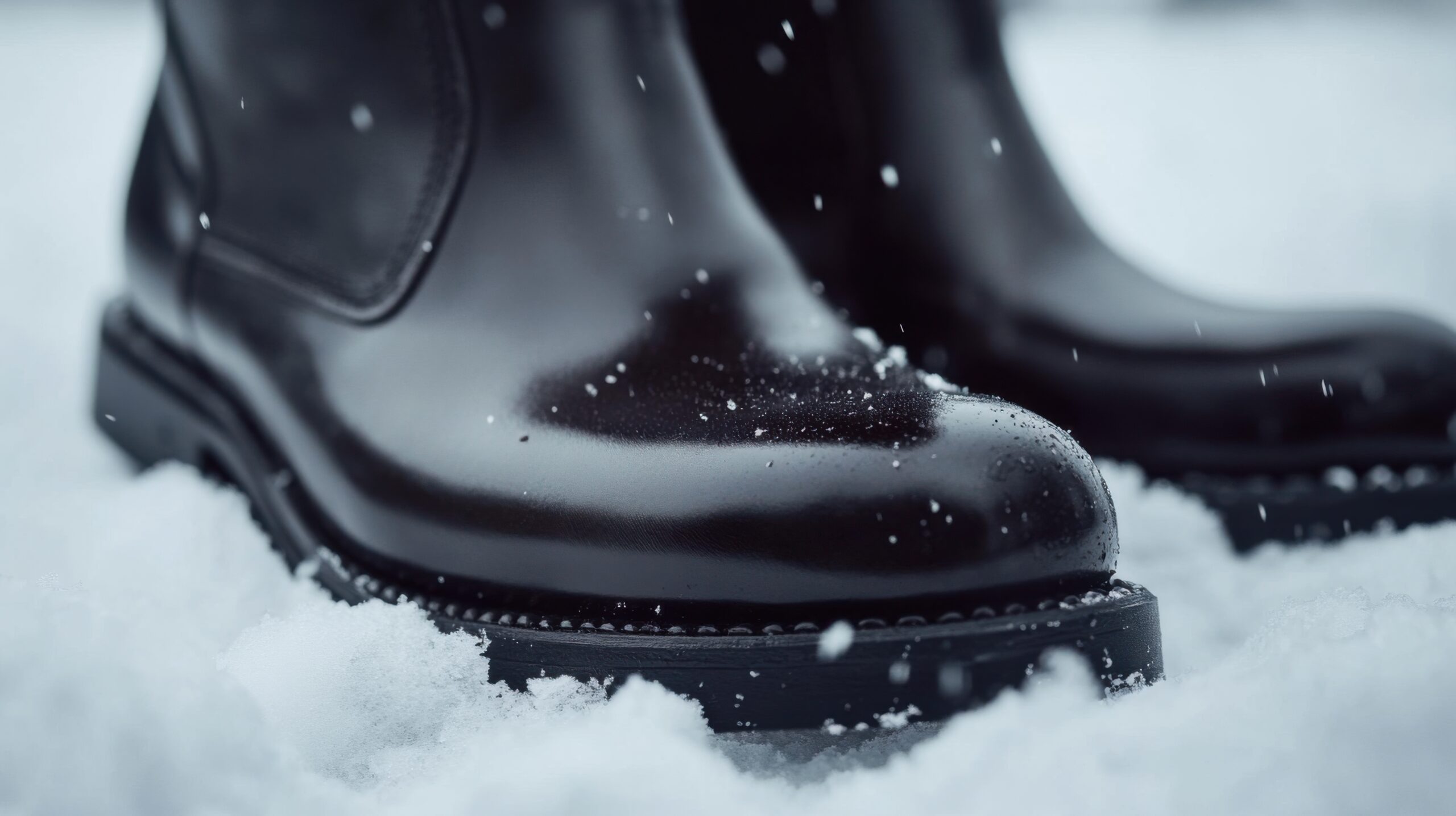 Polished Leather Boots in Snow