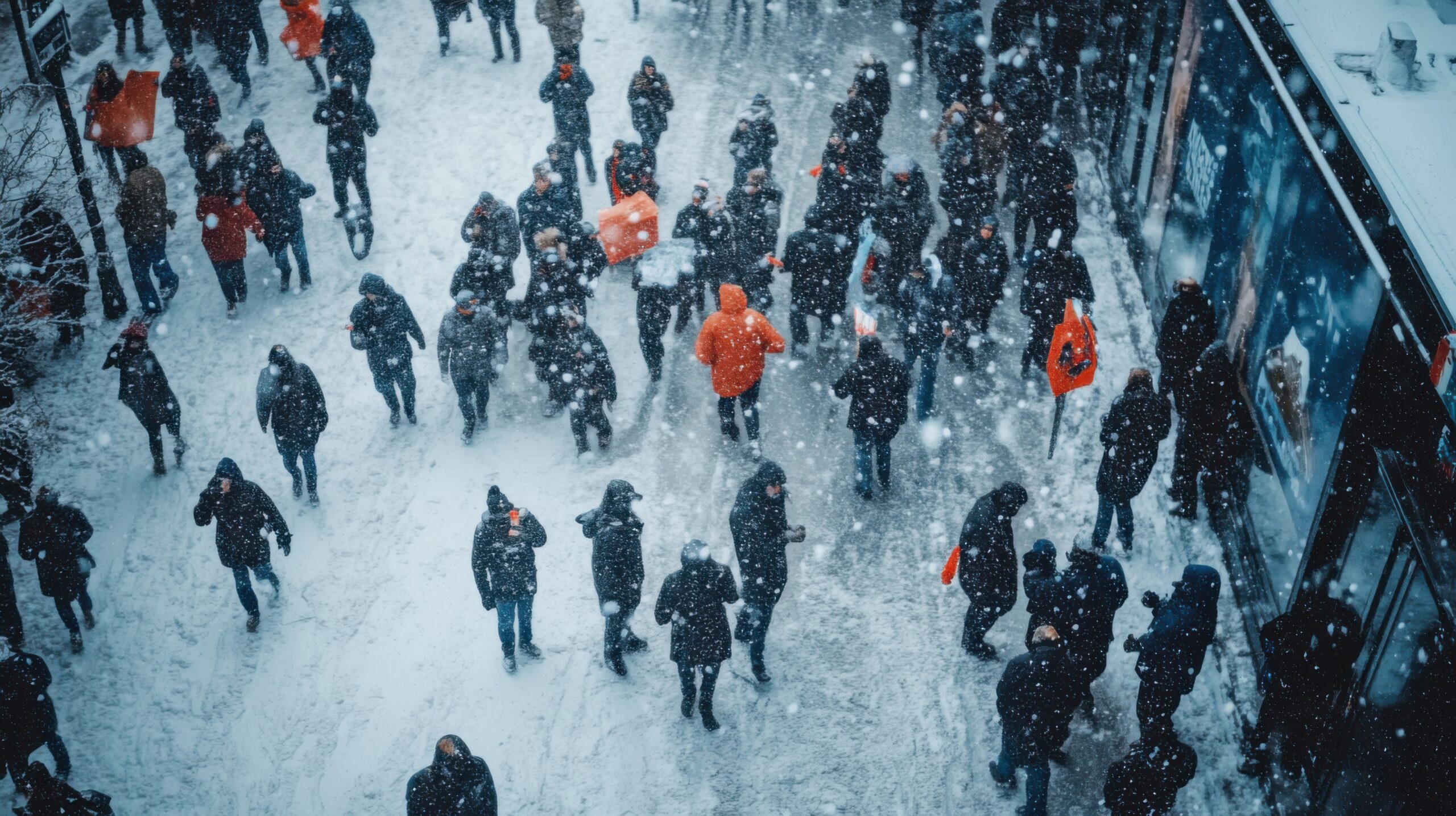 Protest Through Snow-Filled Streets