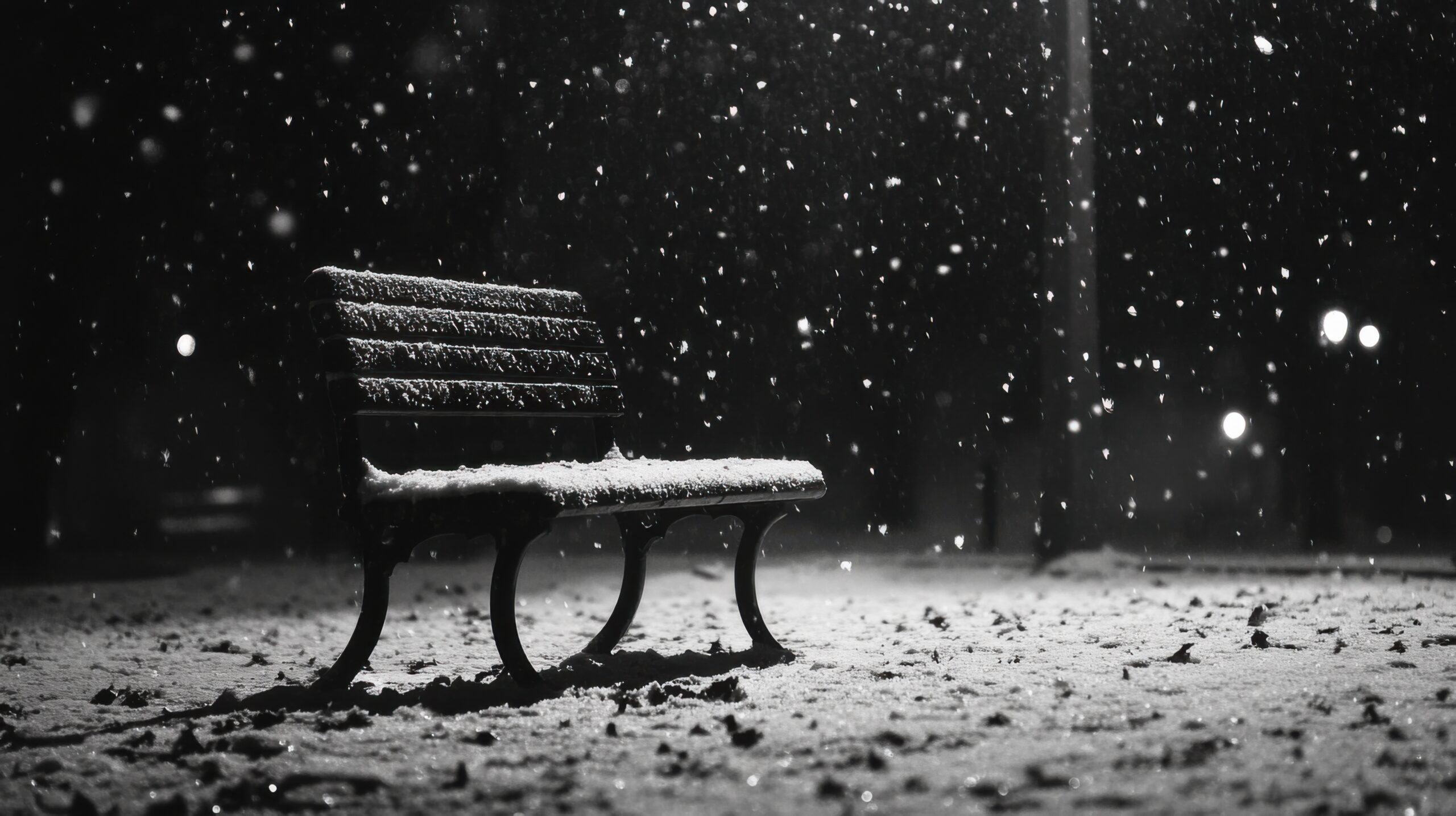 Solitary Bench in Sparkling Snow