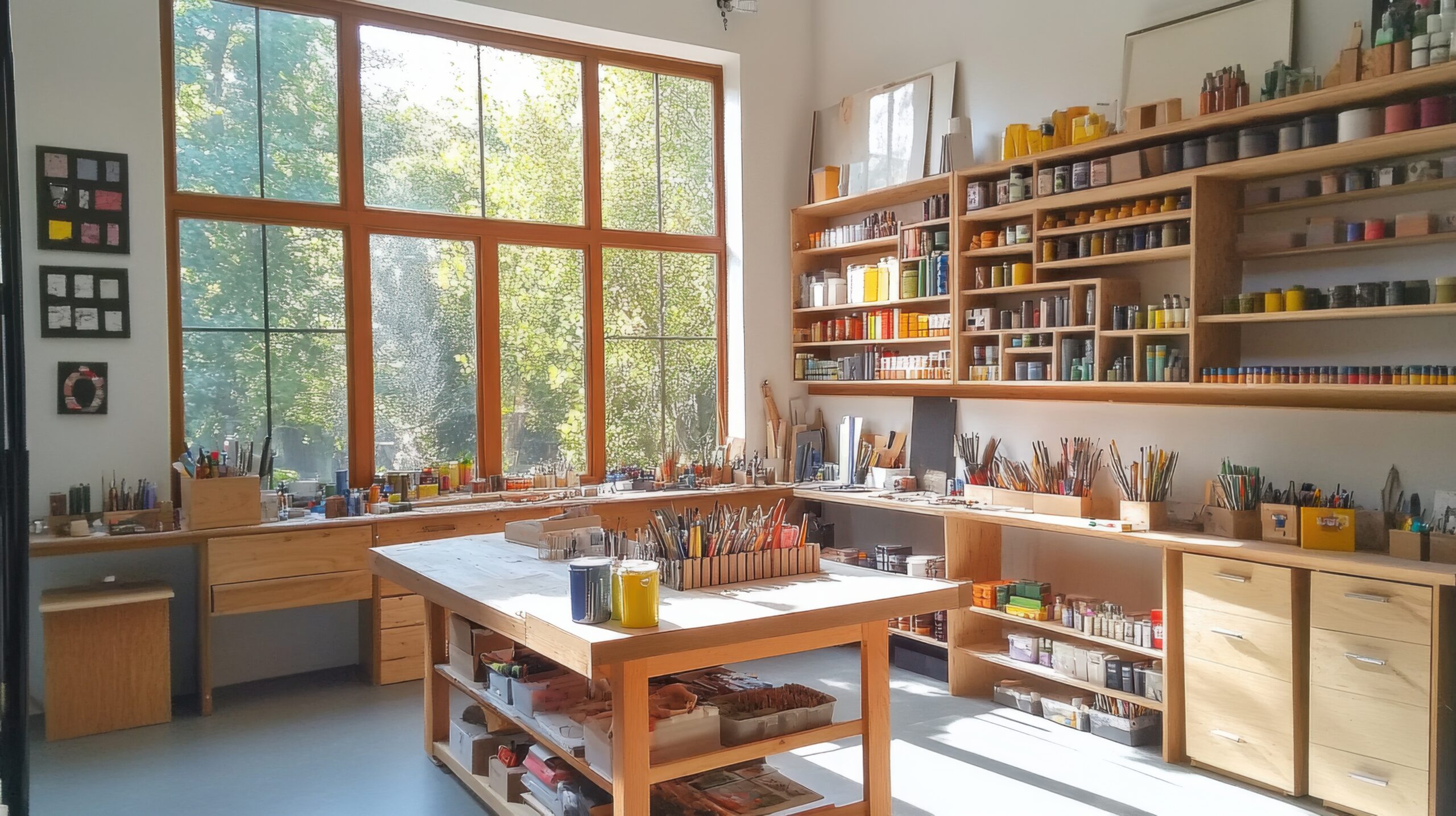 Sunlit Workshop with Organized Supplies