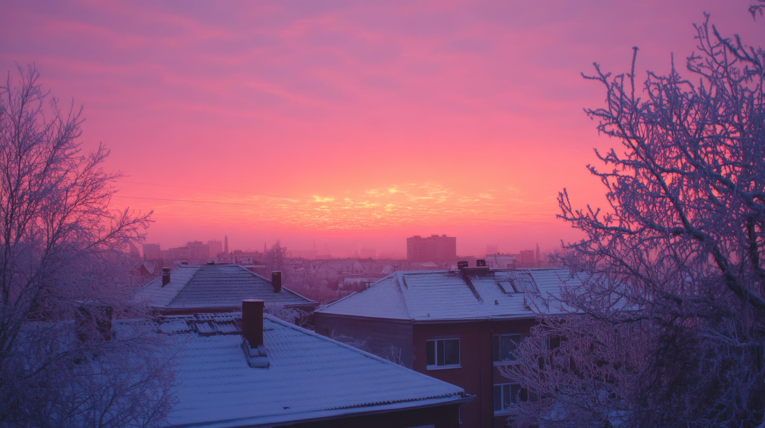 Sunrise Over Frosty Rooftops
