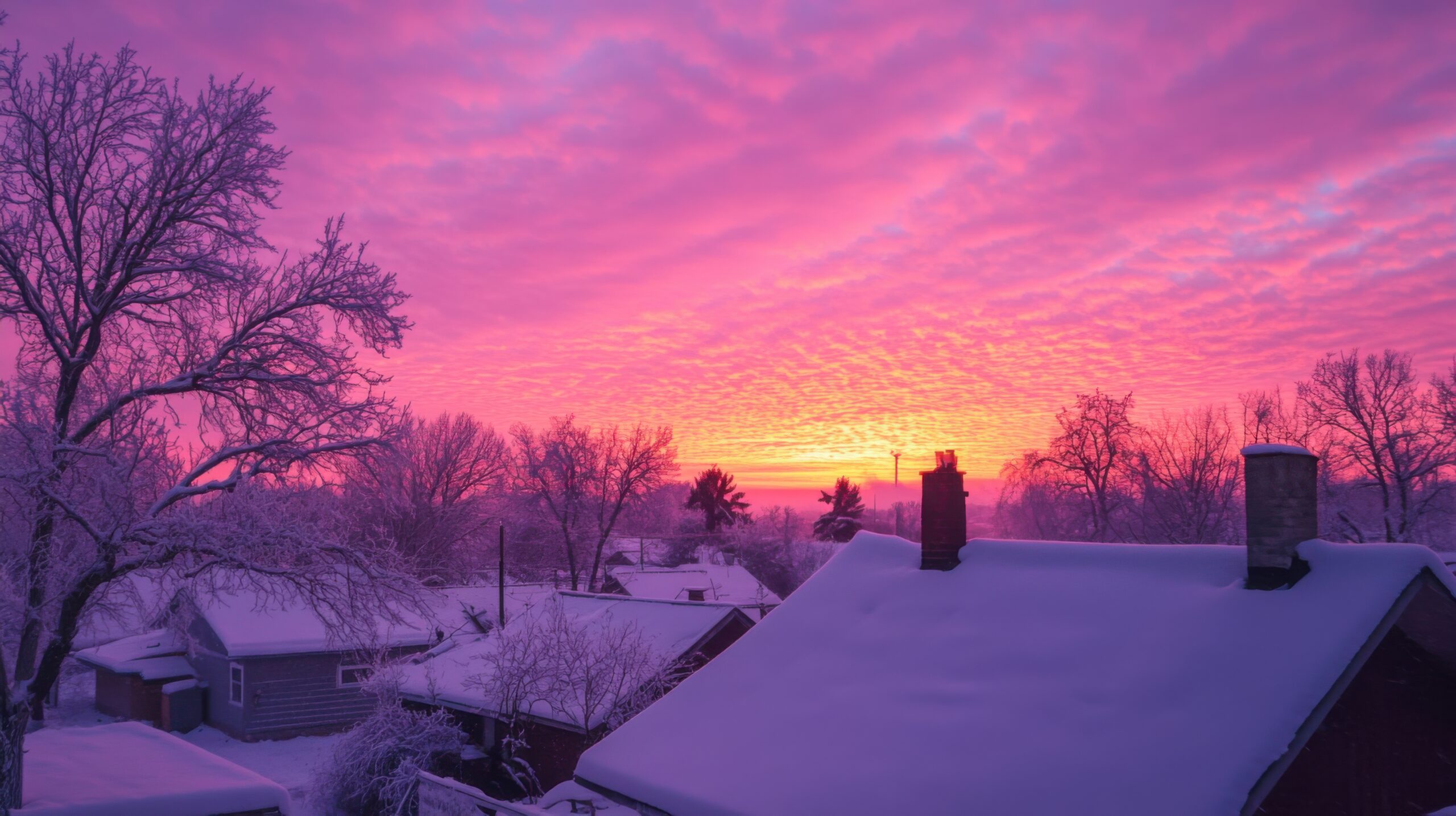 Sunrise Over Frosty Rooftops