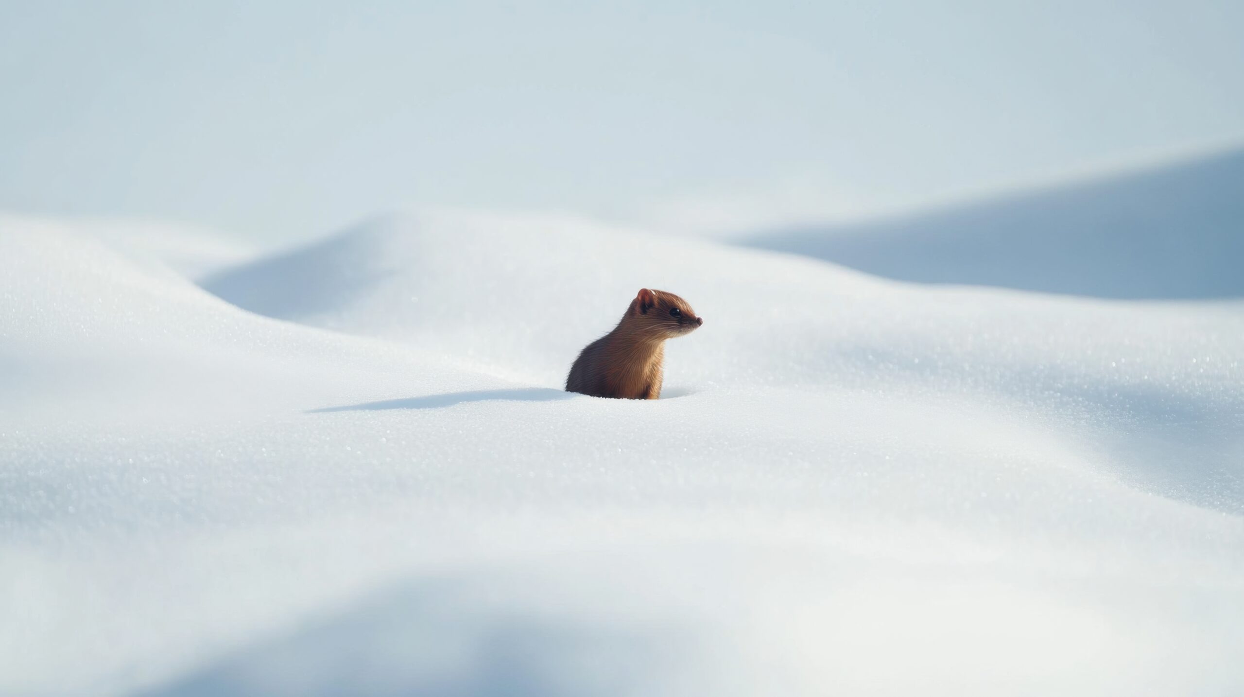 Weasel in Snowy Field