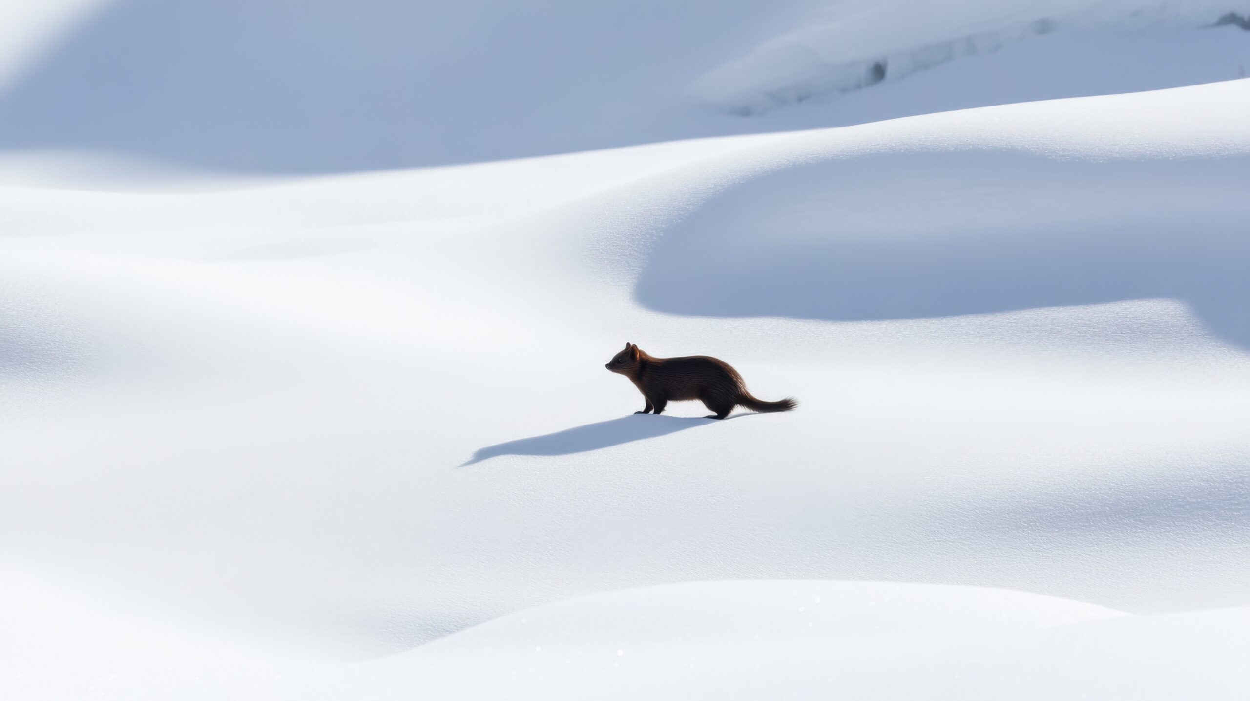 Weasel in Snowy Field