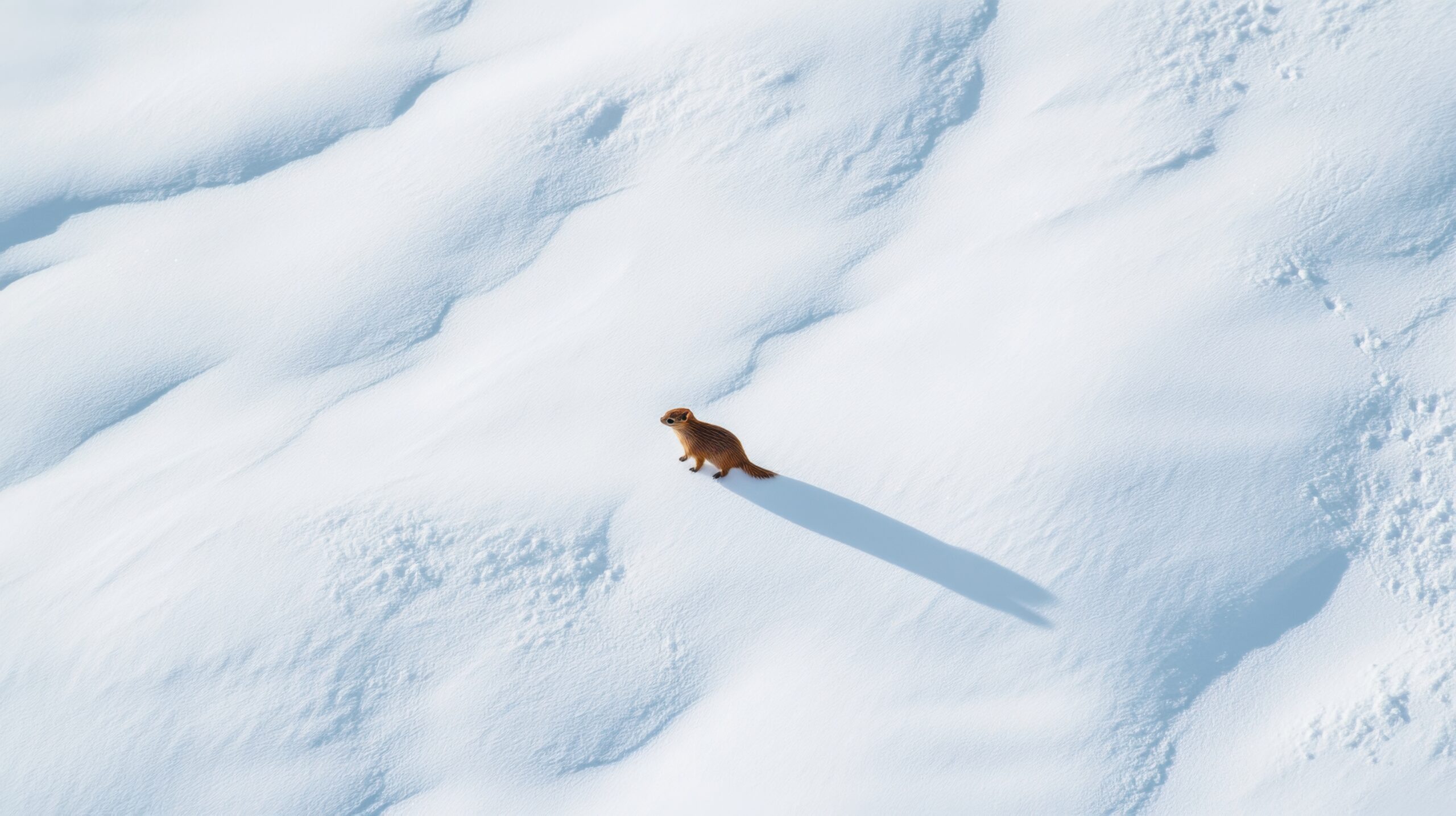 Weasel in Snowy Field