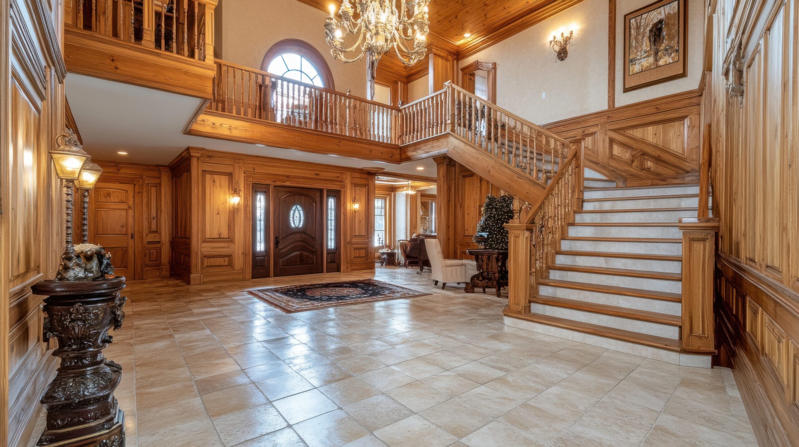 Welcoming Foyer with Chandeliers