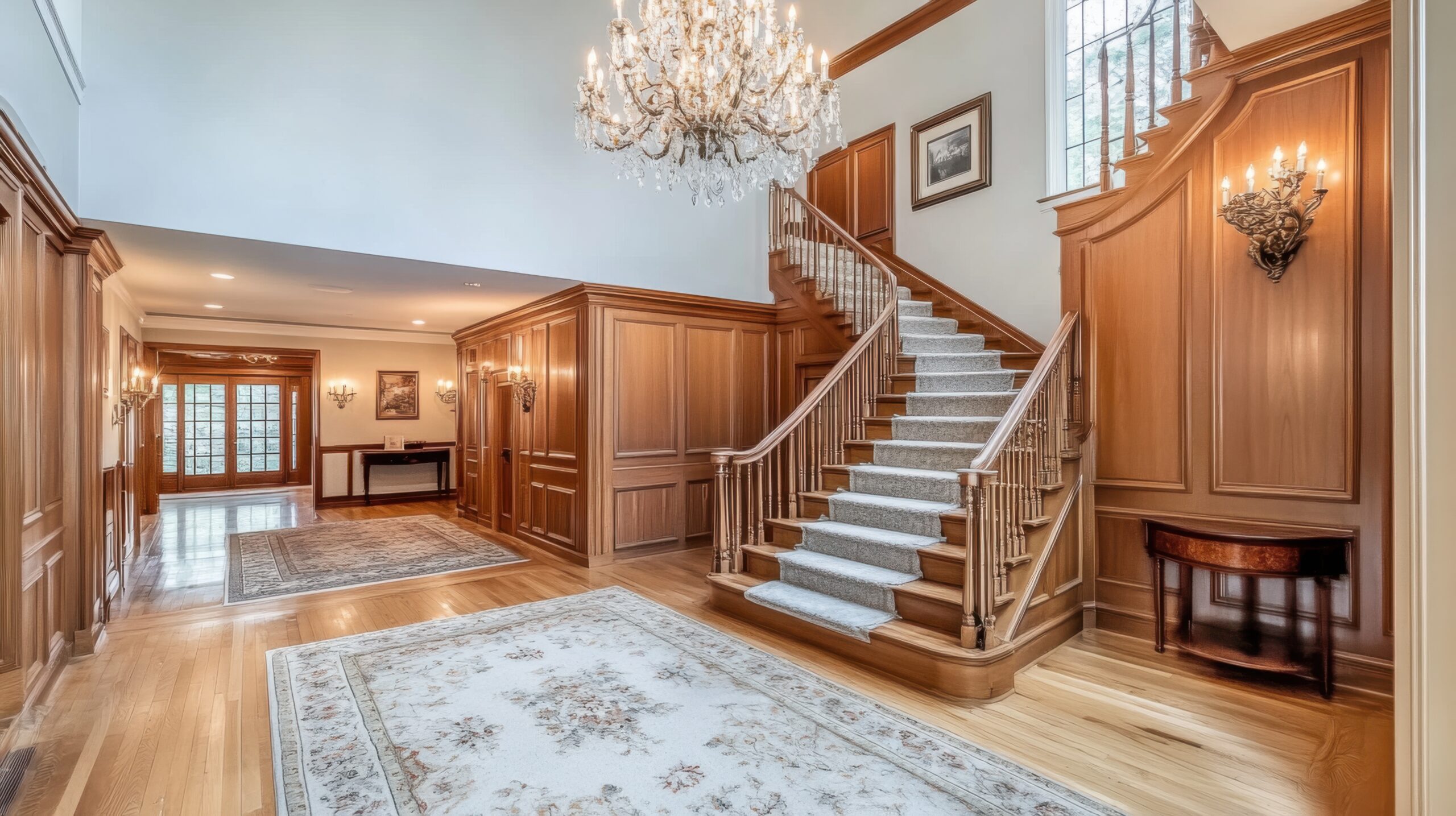 Welcoming Foyer with Chandeliers