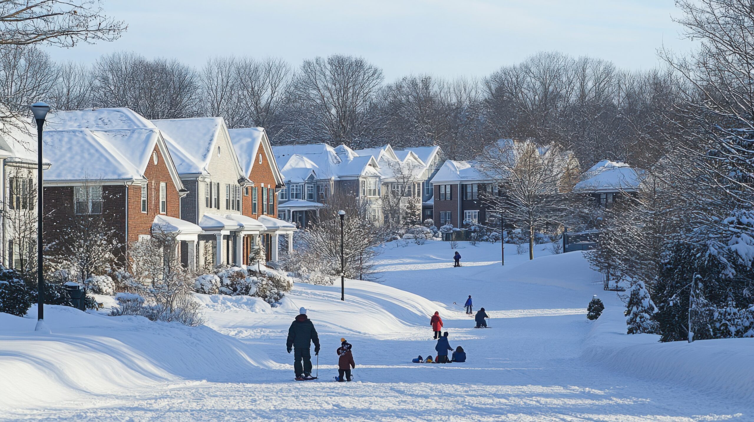 Winter Neighborhood with Sledding