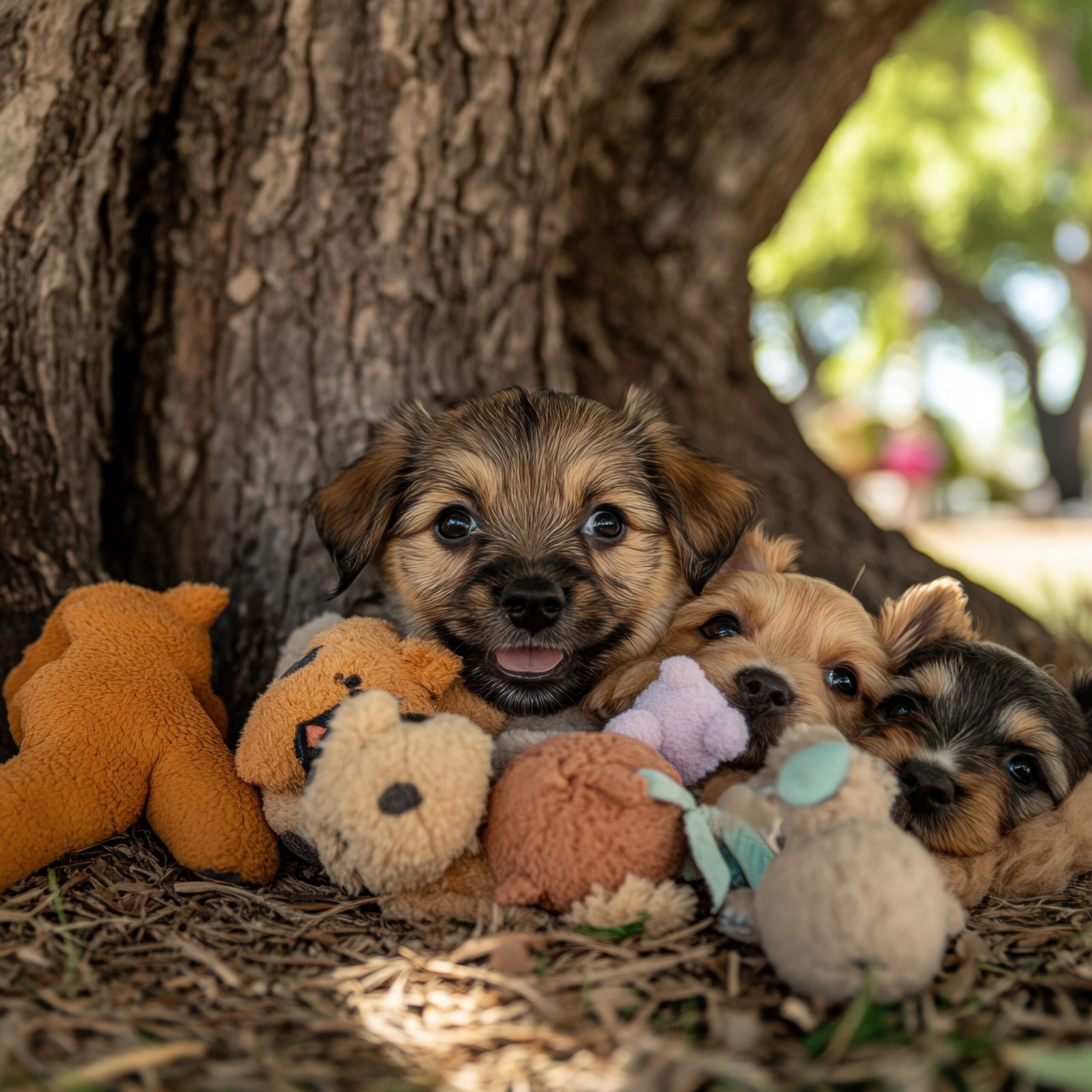 Happy Puppies with Plush Chews