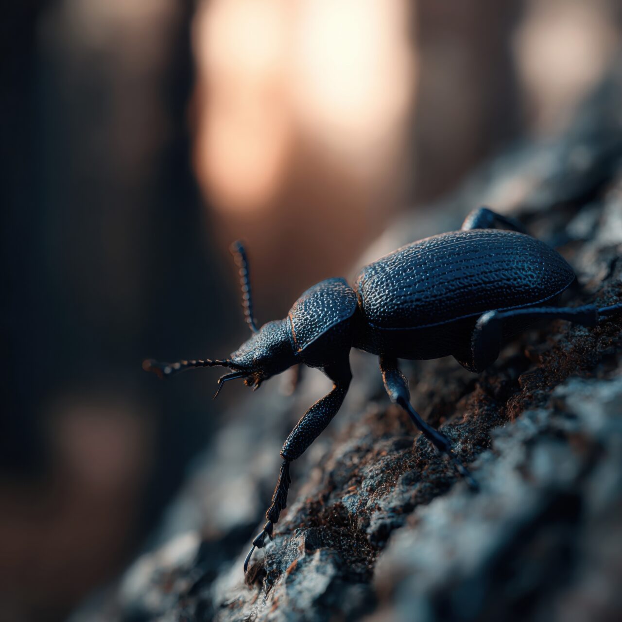 Giant Black Bug Creeping Along Tall Tree Exterior - Fadillah Distrik