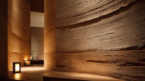 A Rammed Earth Interior Wall Showing Its Detailed Texture - Fadillah ...