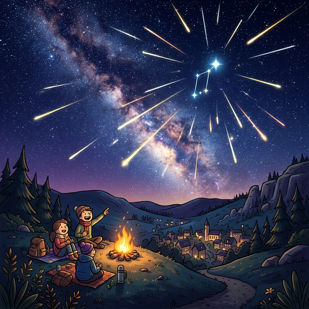 Langit malam fenomena hujan meteor Lyrids 2026