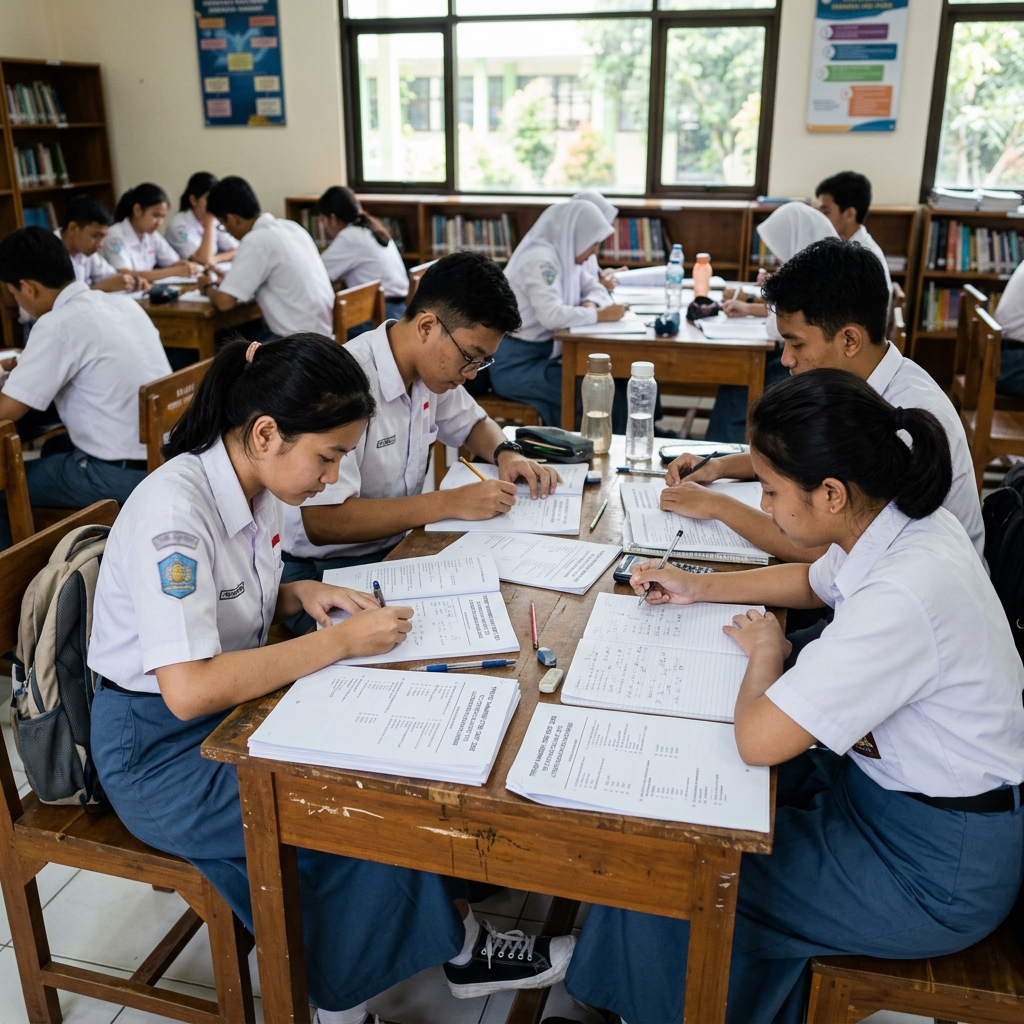 Sekelompok pelajar SMA mengerjakan soal tryout untuk utbk snbt 2026